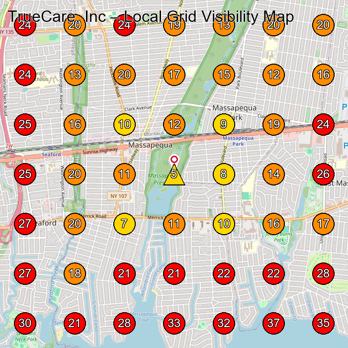 TrueCare, Inc GeoGrid visibility map for Adult Day Care Center in 320 S Broadway